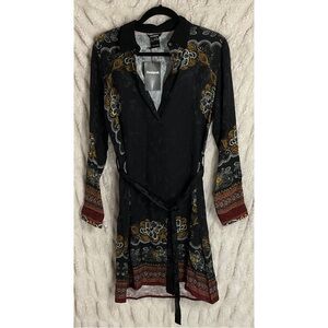 Desigual Suam Black Patterned Button-Down Dress